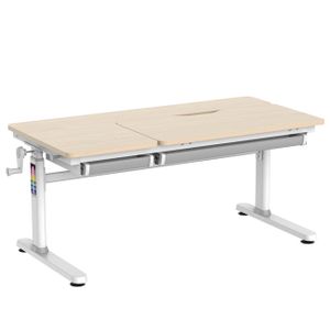 HOKO® Ergo-Study-Table COMPAKT Plus. Kinderschreibtisch, Platte Holzoptik. Manuell höhenverstellbar mit 120 x 60 cm Verstellbarer Tischplatte. CELIN