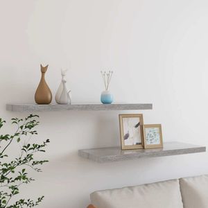 vidaXL Schweberegale 2 Stk. Betongrau 80x23,5x3,8 cm MDF