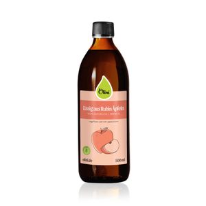 Olini Apfelessig Rubin 500 ml Hergestellter Essig Natürliche Gärung über 2 Jahre Gereift Apfelessig 5 % Säuregehalt Familienunternehmen Vinegar 100%
