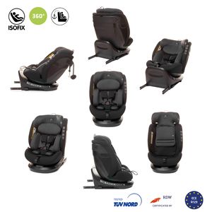 4BABY Kinderstiz drehbar ROTO-FIX I-SIZE Autositz für Kinder 40-150 cm ISOFIX, Autokindersitz gruppe 1,2,3, R129, einstellbare Kopfstütz, Graphite