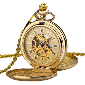 KZKR Mechanische Taschenuhr Mechanisches Skelett Kupfer Zwickel Retro-Stil Taschenuhr Anhänger Zwickel Uhr (Gold)