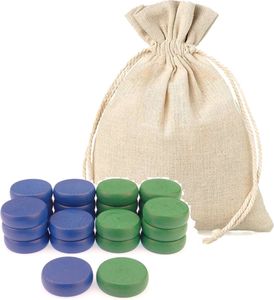 26 Blaue & Grüne Crokinole Tournament Discs + Tasche (13 Blaue & 13 Grüne)