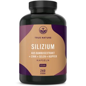 Silizium Hochdosiert - 240 Kapseln (720mg) - 500 mg Silicium pro Tag - Indischer Bambusextrakt - inkl. Haar Vitamine - Zink, Selen & Kupfer - Vegan &