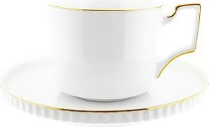 Zestaw filiżanek do kawy 200 ml 12-częściowy zestaw porcelany w kolorze białym ze złotym brzegiem