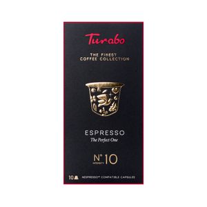 Kávové kapsuly, TURABO, espresso, 10 kapsúl kompatibilných s Nespresso, 54 g