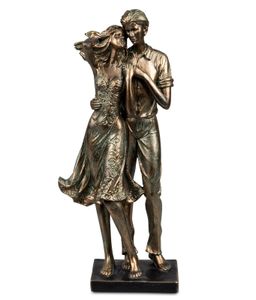 Formano Dekofigur Skulptur Paar 37cm bronzefarben Elegante Wohnzimmerdekoration