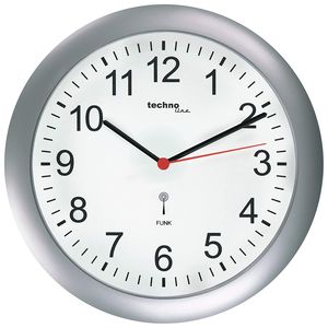 Funk-Uhr Wand-Uhr Technoline Wt 8700 Silber 26Cm Küchen-Uhr Bahnhofs-Uhr Rund