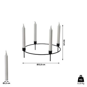 Stabkerzenhalter Adventskranz schwarz Metall rund 32x8cm Kerzenhalter Weihnachtskranz Kranz Kerzen Advent