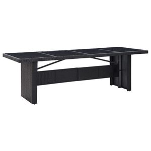 vidaXL Záhradný stôl čierny 240x90x74 cm Polyratan a sklo
