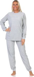 Normann Damen Frottee Schlafanzug Homewear Loungewear mit Sternenmotiv - auch in Übergröße ; grau-mel. , 44