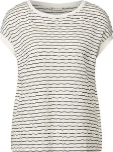 Street One T-Shirt 'Shirt mit welligen Streifen', A323500, off white, Gr. 36