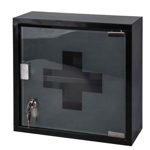 Storage Solutions Medizinschrank Metall Glas schwarz 30 cm x 30 cm x 12 cm