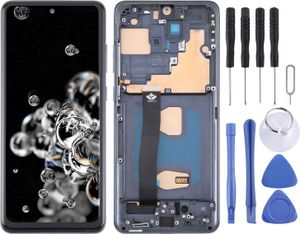 Pro Samsung Galaxy S20 Ultra 4G / 5G Display Full TFT LCD s rámečkem Dotyková jednotka Náhradní díl pro opravu Black (bez otisku prstu)
