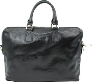 bupell Aktentasche Rosario  aus pflanzlich gegerbtem Leder - Handgefertigt in Italien - Bürotasche Lehrertasche  Nero (Schwarz)
