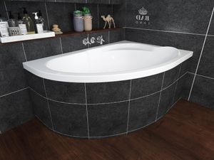 BADLAND Eckbadewanne Badewanne Standard RECHTS 130x85 mit Ablaufgarnitur und Füßen GRATIS ohne Verkleidung