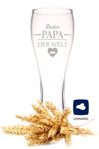 Leonardo Weizenglas mit Gravur - Bester Papa der Welt - Geschenk für Papa ideal als Vatertagsgeschenk 0,5l Bierglas Weiz