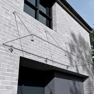Mai & Mai® Glasvordach Überdachung Transparenter Klarglas mit Edelstahl Wandhalterung Vordach Regenschutz Eingangsbereich 90x300cm VDG02K