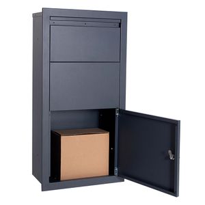 XPOtool Paketkasten Anthrazit 470 x 220 x 870 mm, Paketbox Zuhause, private Paketannahme passend für Pakete und Päckchen, Wandbriefkasten Stahl