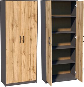Aktenschrank mit 5 Fächern Mehrzweckschrank Haushaltsschrank in mattem Finish mit 4 Einlegeböden und 2 Türen graphit Eiche Aktenschrank mit 5 Fächern Mehrzweckschrank Haushaltsschrank in mattem Finish mit 4 Einlegeböden und 2 Türen graphit Eiche