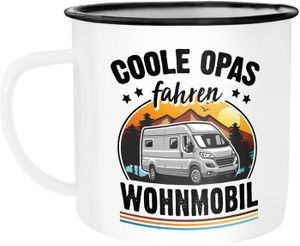 Emaille-Tasse Camping Home is where the Stellplatz is Geschenke für Camper Wohnmobil Spruch lustig Moonworks® emaille-weiß-schwarz standard