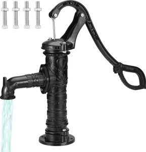 Schwengelpumpe Gusseisen 40x15x68cm Handschwengelpumpe mit Wasserauslass(ØxL) 6,5x22cm Handpumpe 16cm Basisdurchmesser Gartenpumpe Schwarz ideal als Dekoration für Familienteiche Höfe Gärten