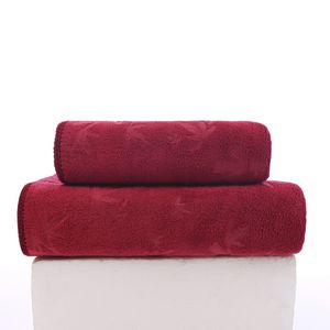 FEBE Towels Ręcznik kąpielowy 70x140 + 50x100 cm Ruby Pink Zestaw ręczników Ręcznik kąpielowy frotte z bambusowym wzorem Ręcznik z mikrofibry