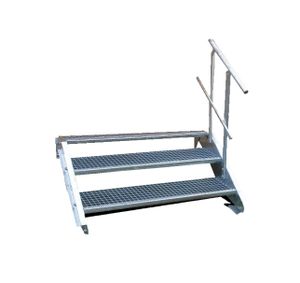 3 Stufen Stahltreppe einseitig. Geländer Breite 100cm Geschosshöhe 40-60cm