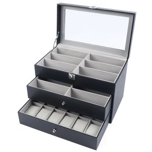 3 Etagen Uhrenbox Brillebox Uhrenkoffer Uhrenkasten Für 12 Uhren 12 Bril Schmuck Box Aufbewahrungsbox