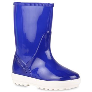 VAN HILL Kinder Gummistiefel Stiefel Blockabsatz Profil-Sohle Schuhe 838202, Farbe: Blau, Größe: 25