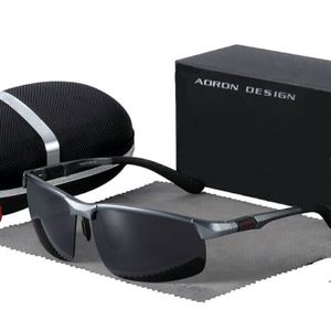Aluminium Herren Sonnenbrille Polarisiert UV400 Schutz HD Fahren Draußen Fahren Outdoor-Sport-Radbrille Schwarz