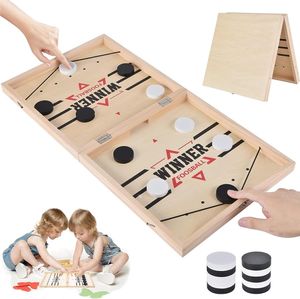 Großes hölzernes Slingshot-Hockey-Spiel für den Tisch-Desktop-Kampf, lustiges Gewinner-Brett-Partyspiel, interaktives Eltern-Kind-Familienspiel