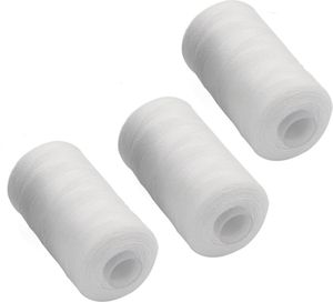 [0,04 EUR/10 m] 3 teiliges Nähgarn Set [einfarbig] | Nähset Universal | Polyester Nähmaschinengarn | 3 Spulen a. 500m | Allesnäher Garnset - [Farbe - Weiß] | Nähfaden Set - 1500m