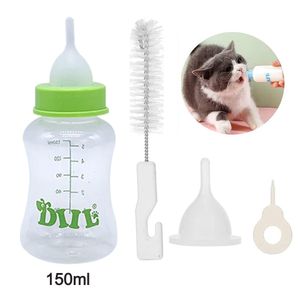 Aufzuchtflasche 150ml Haltbares Silikon Wasser Milch Flasche Neugeborene Pet Kleine Hunde Welpen Katze Milch Fläschchen Milch Feeder mit Nippel Pinsel Set