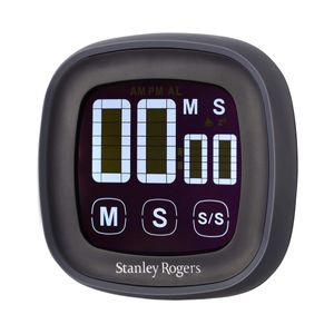 Stanley Rogers LED-Touch-Kurzzeitwecker, Timer mit beleuchtetem LED Touch Display, magnetischer Küchenwecker, digitaler Küchentimer (Farbe: Schwarz/Grau), Menge: 1 Stück
