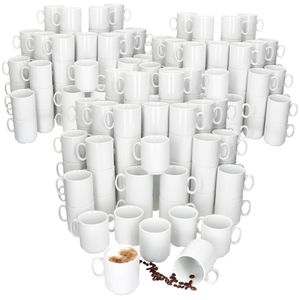 120er Set Event Kaffeebecher 250ml weiß Porzellan-Tassen stapelbar