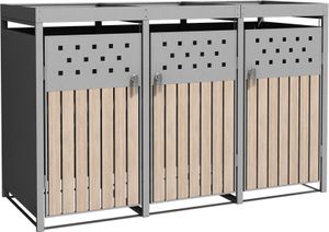 Mülltonnenbox Müllbox Mülltonnenverkleidung 3 Türen Pflanzdach Edelstahl RAL9007 Mülltonnenbox Müllbox Mülltonnenverkleidung 3 Türen Pflanzdach Edelstahl RAL9007