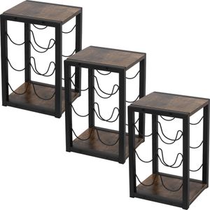 ML-Design sada 3 stojanů na víno na 6 lahví, vintage, volně stojící stojan na lahve ze dřeva a kovu ML-Design sada 3 stojanů na víno na 6 lahví, vintage, volně stojící stojan na lahve ze dřeva a kovu