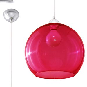 BALL Pendelleuchte Glas / Stahl Rot / Chrom 1 Leuchte