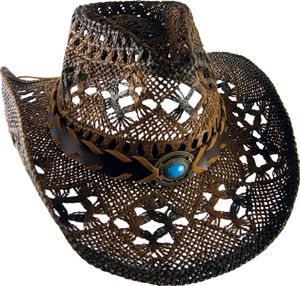 Cowboyhut mit Hutband - Westernhut - Hut Gr. 52-59 cm - Braun Country Hut S - 52-56 cm