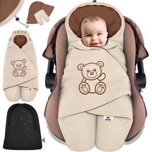 KIDIZ® Baby Einschlagdecke Winter mit Kapuze +Tasche Babyeinschlagdecke Universal für Babyschale, Autositz, z.B. für Maxi-Cosi, Römer für Buggy Babybett Kinderwagen & alle Gurtsysteme 3 & 5-Punkt Gurt, Farbe:Beige / Braun KIDIZ® Baby Einschlagdecke Winter mit Kapuze +Tasche Babyeinschlagdecke Universal für Babyschale, Autositz, z.B. für Maxi-Cosi, Römer für Buggy Babybett Kinderwagen & alle Gurtsysteme 3 & 5-Punkt Gurt, Farbe:Beige / Braun