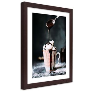 Feeby Obrázky s rámem, Šálek kávy Čokoláda Marshmallow 20x30 NástěnnáImitaceace