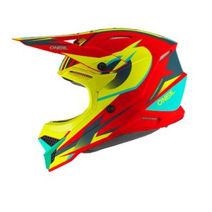 O'NEAL Motocross Helm 3SRS Riff 2.0, Rot Neongelb, M