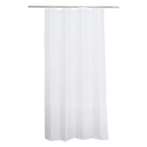 SENSEA - Textil-Duschvorhang - Waschbar Badvorhang - Wasserdicht Schimmelresistent - Happy - Weiß - B.120 x H.200 cm