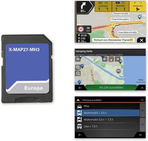 XZENT X-MAP27-MH3 - Micro SD-Karte mit Reisemobil Navigation für XZENT X-427 und X-F270, Karten für Europa, Camping P.O.I. Paket, 3 Jahre kostenfreie Kartenupdates