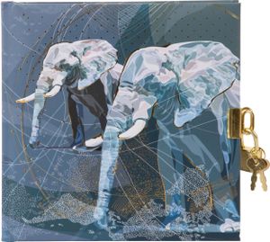 Goldbuch Tagebuch Elephants mit Schloss 16,5x16,5 cm 96 weiße Seiten