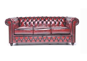Chesterfield Sofa Original Leder   1 + 2 + 3 Sitzer  Antik Rot