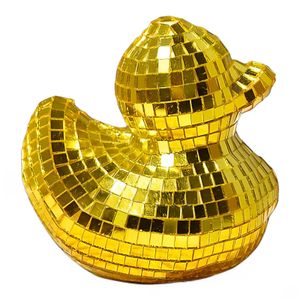 Leap Bezaubernde Disco-Spiegel-Ente, süße Enten-Diskokugel, Tisch-Disko-Dekor, reflektierende Spiegelkugel für 70er-80er-Disko-Party-Dekoration, Hochzeit - Gold
