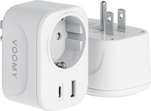 VOOMY Reiseadapter USA Typ B, Reisestecker-Adapter Deutschland US, Steckdosenadapter mit USB-C und USB-A - Für USA Kanada Thailand Mexiko - Reisestecker Typ B