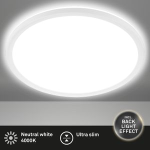 LED Deckenleuchte BRILONER LEUCHTEN SLIM, 22 W, 3000 lm, IP20, weiß, Kunststoff, Ø 42 cm