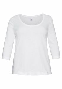 sheego Damen Große Größen Shirt aus reiner Baumwolle 3/4-Arm-Shirt Basicmode sportlich Rundhals-Ausschnitt - unifarben